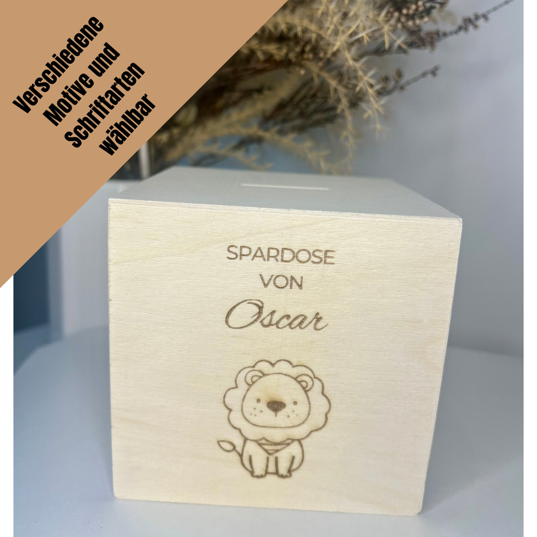 Personalisierte Holzspardose