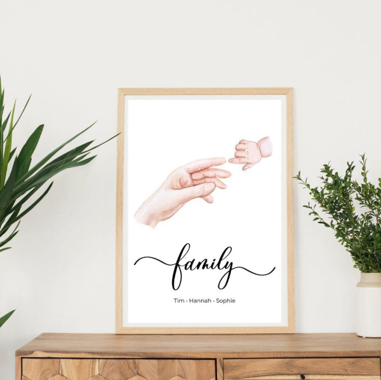 Familienposter Hände, personalisiert, Geschenk
