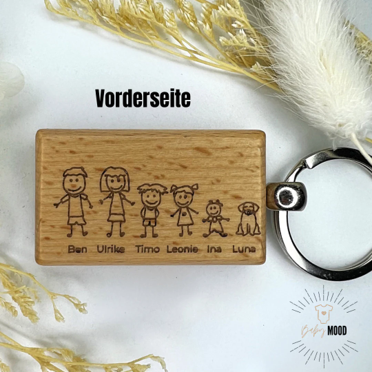 Familien Schlüsselanhänger - personalisierter Schlüsselanhänger aus Holz