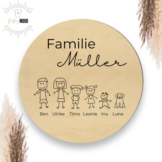 Familien Türschild, Deko - personalisiert aus Holz