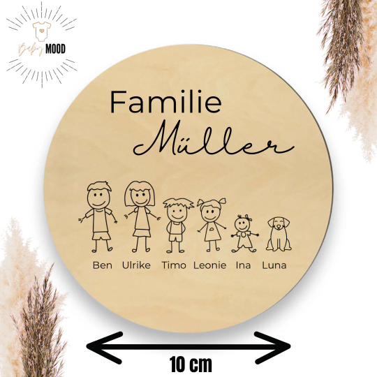 Familien Türschild, Deko - personalisiert aus Holz
