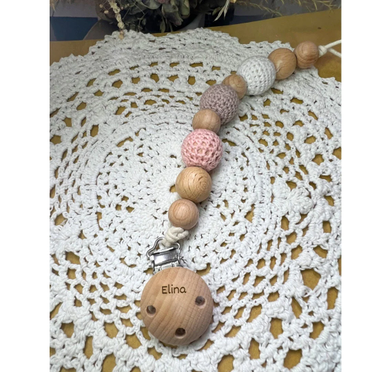 Schnullerkette mit Namen, Baby, Geschenk, personalisiert