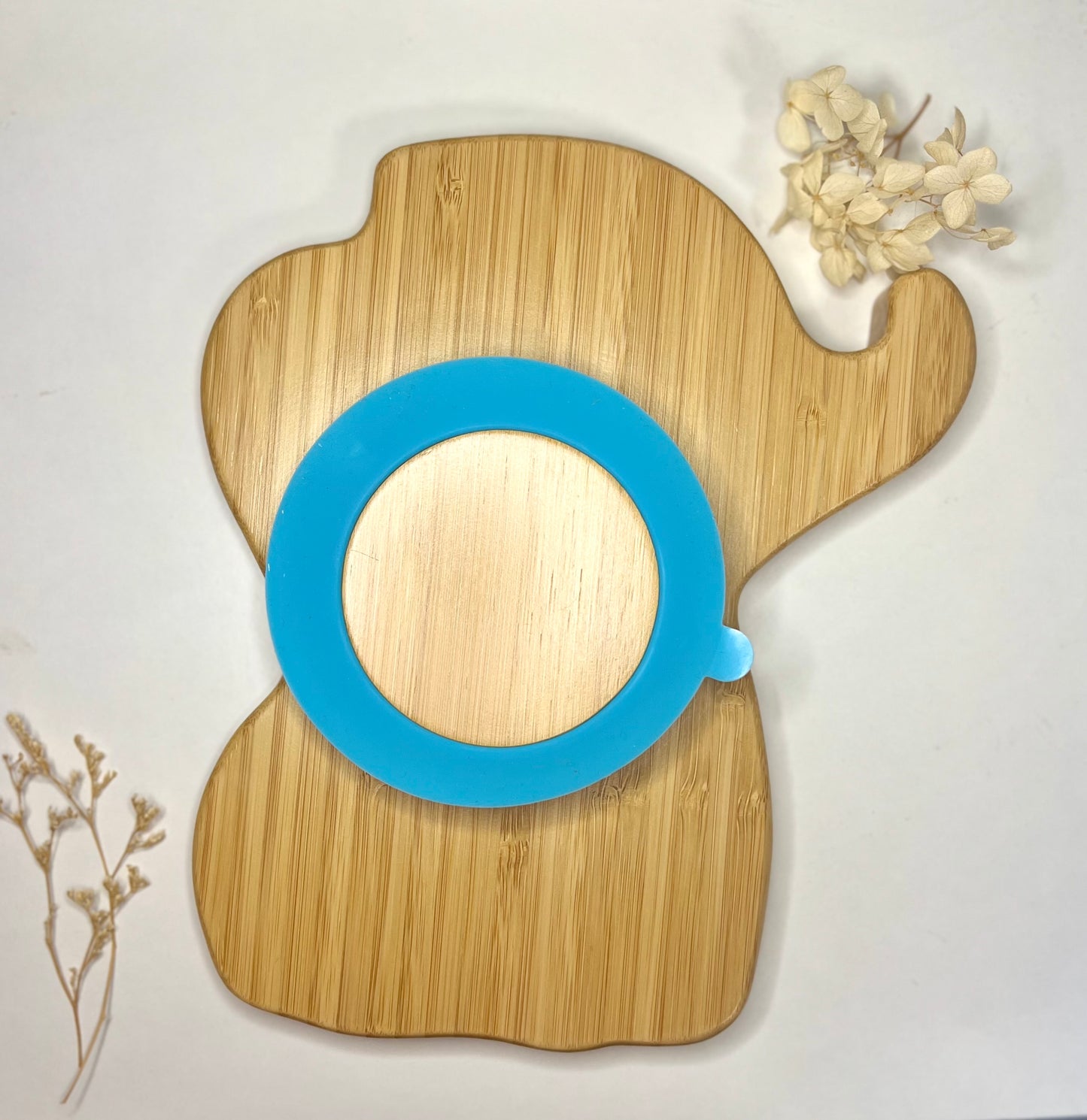 Kindergeschirr, Babyteller, Kinderbesteck (personalisiert) - Set aus Elefantenteller und Besteck (blau)